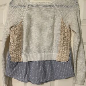 (AFT)Anthropologie “MOTH” light cropped knitted white sweater. Size Small Petite